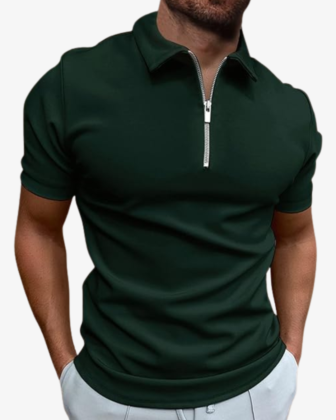 Isaac | Men's Zip Polo Shirt Short Sleeve Summer Top