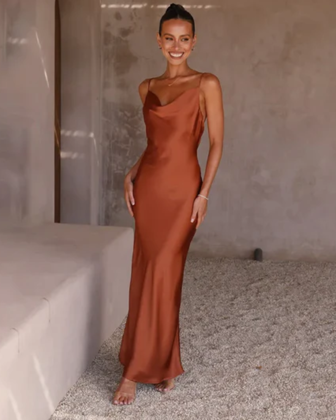 Luna | Satin Spaghetti Strap Maxi Slip Dress
