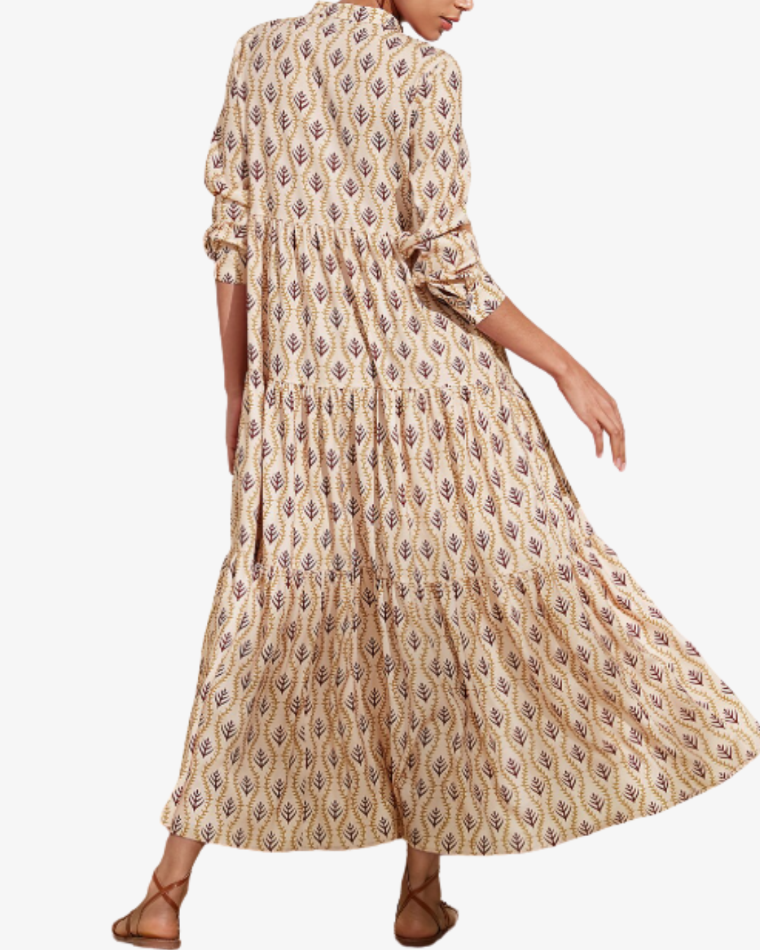 Marian | Vintage Print Cotton Maxi Dress with V-Neck