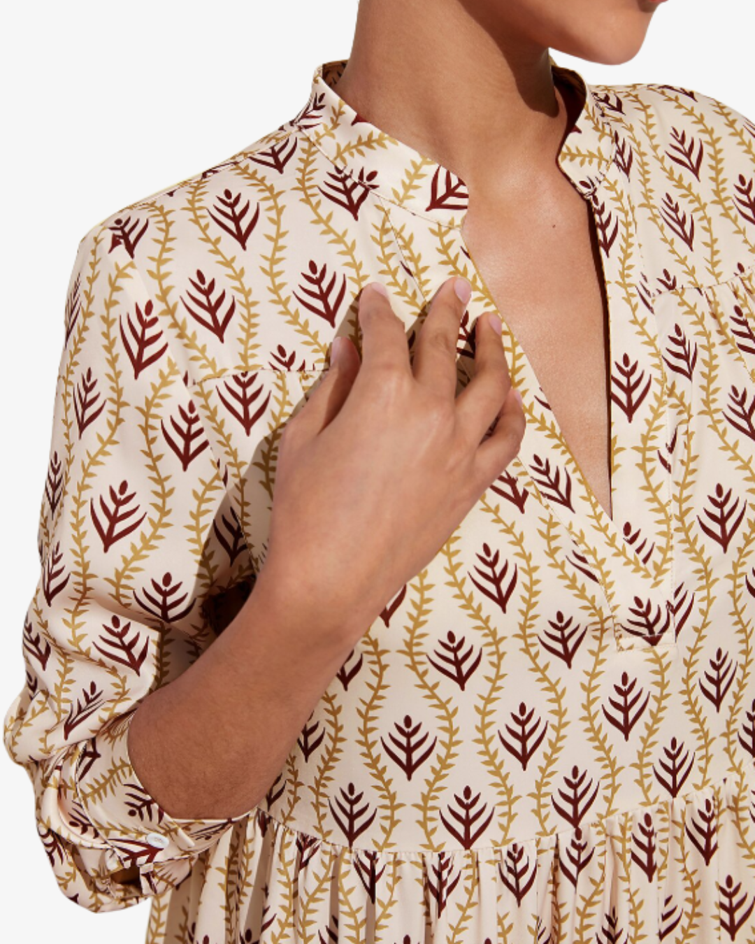 Marian | Vintage Print Cotton Maxi Dress with V-Neck