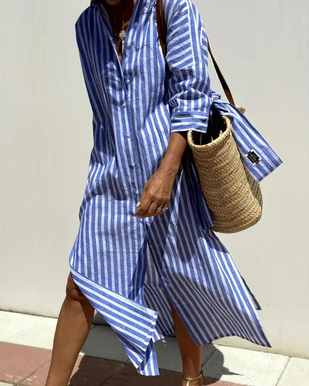 Pippa | Women's Striped Linen Shirt Dress for Summer Days