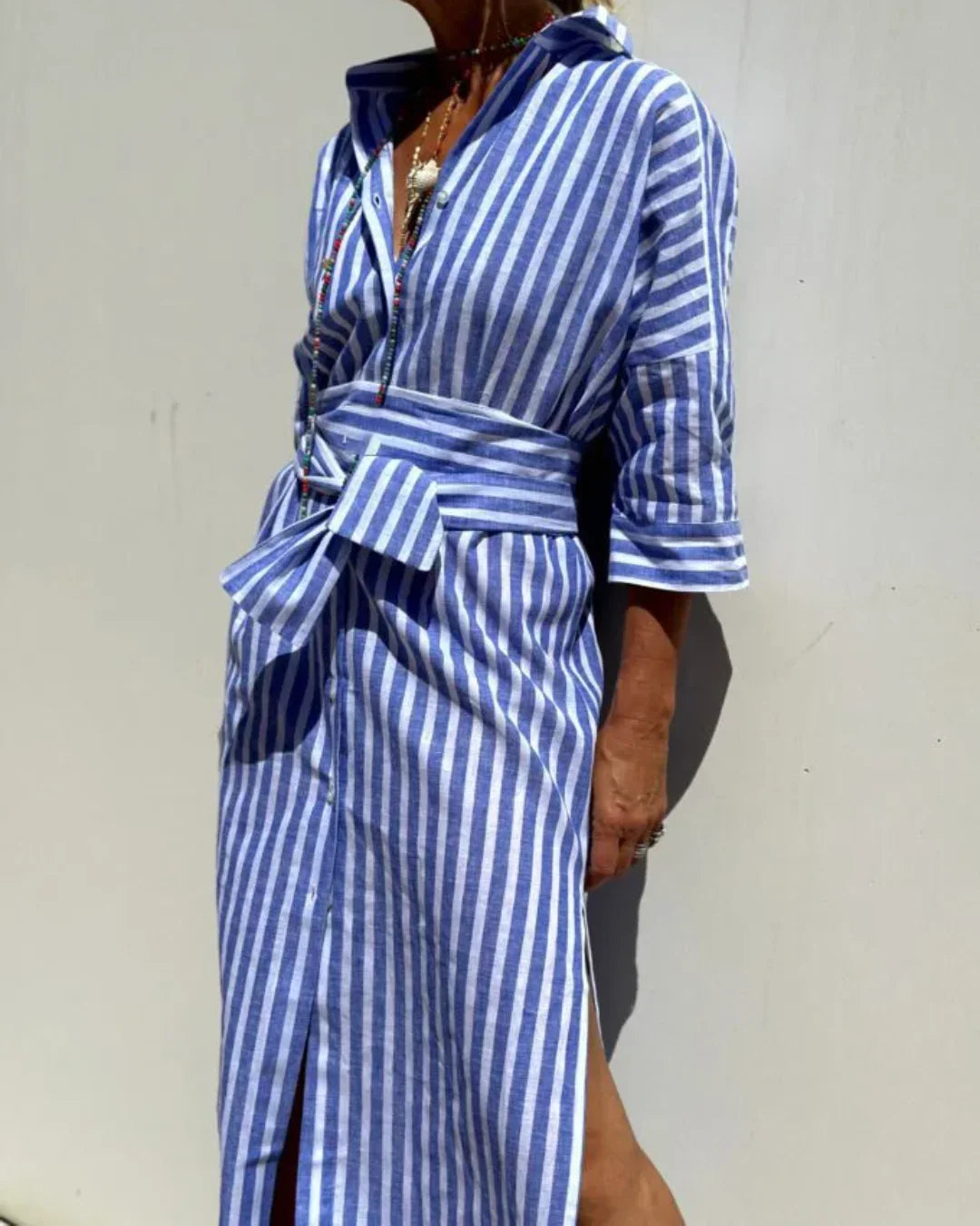 Pippa | Women's Striped Linen Shirt Dress for Summer Days