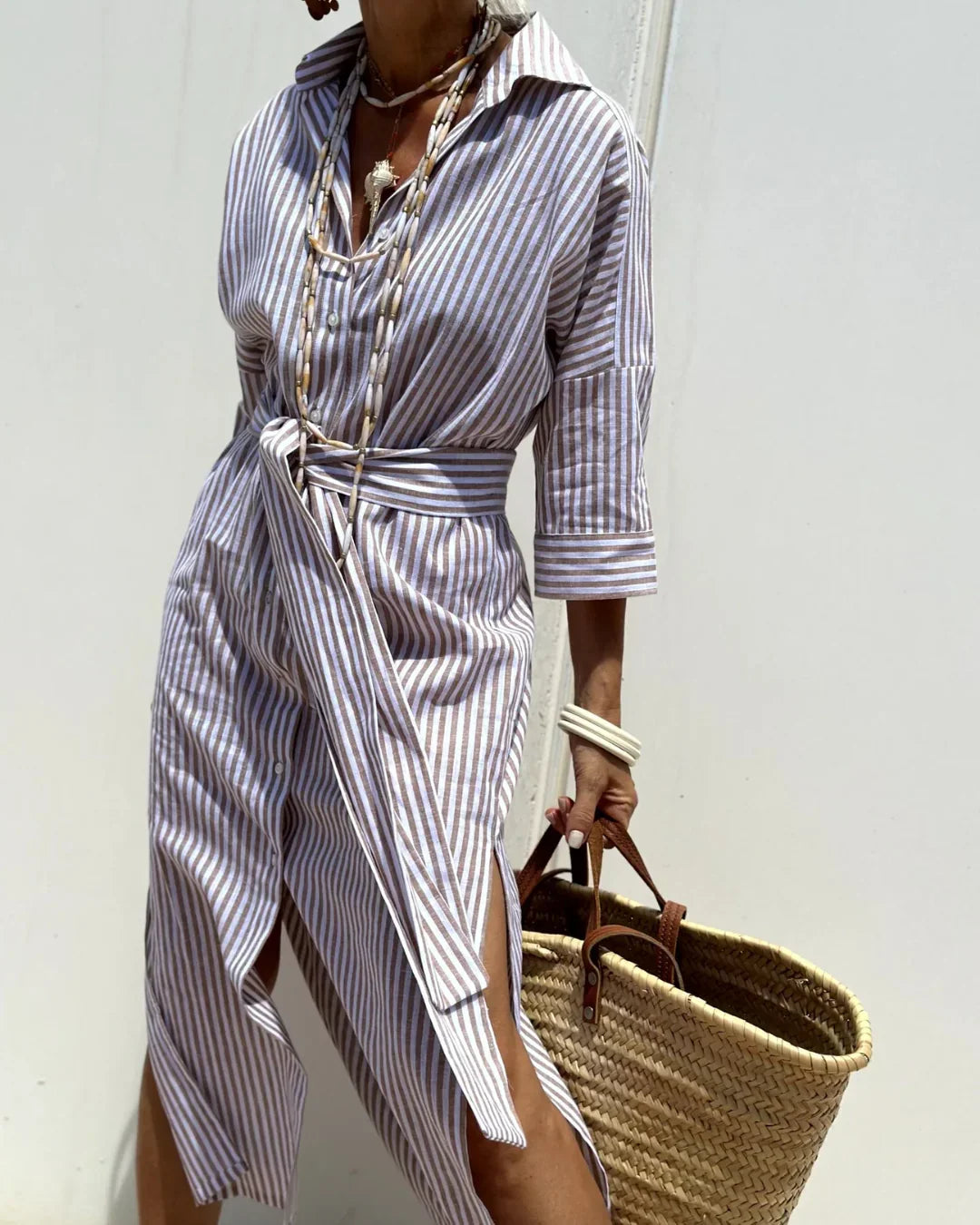 Pippa | Women's Striped Linen Shirt Dress for Summer Days