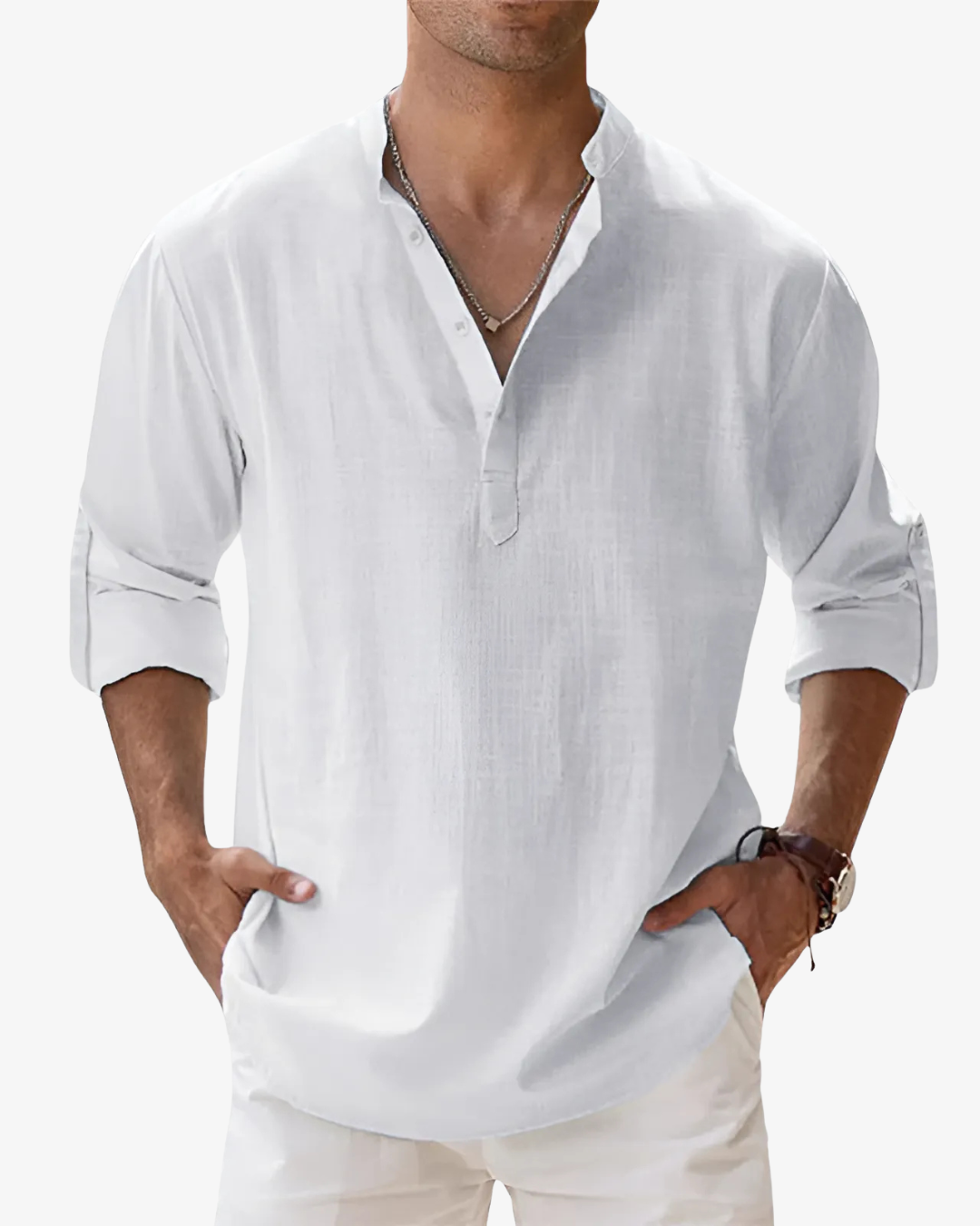Reuben | Men’s Blend Long Sleeve Summer Linen Shirt