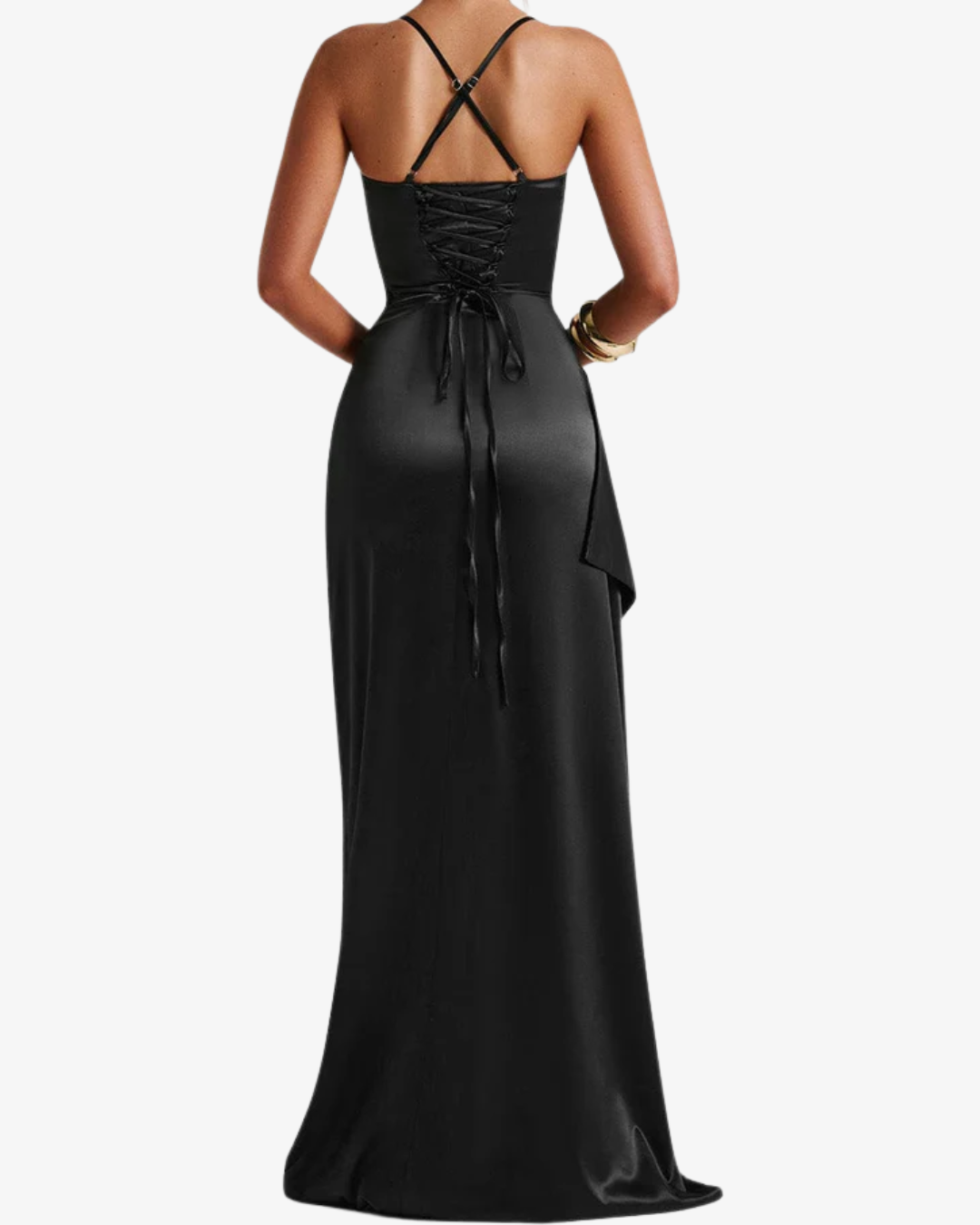 Sienna | Satin Maxi Dress with High Slit & Spaghetti Straps