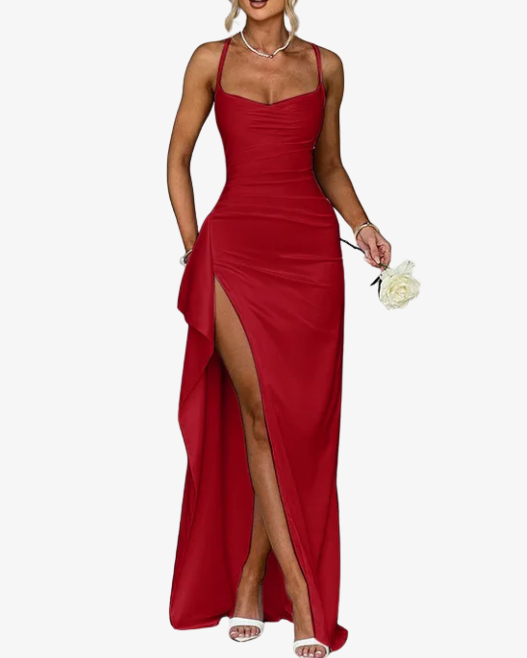 Sienna | Satin Maxi Dress with High Slit & Spaghetti Straps