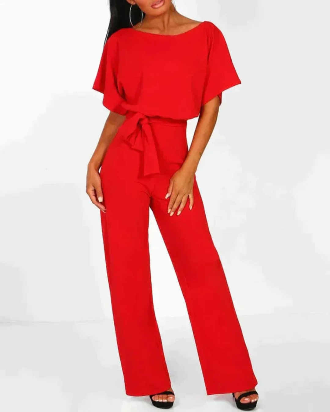 Women's Elegant Belted Jumpsuit for Women – Short Sleeve All-in-One