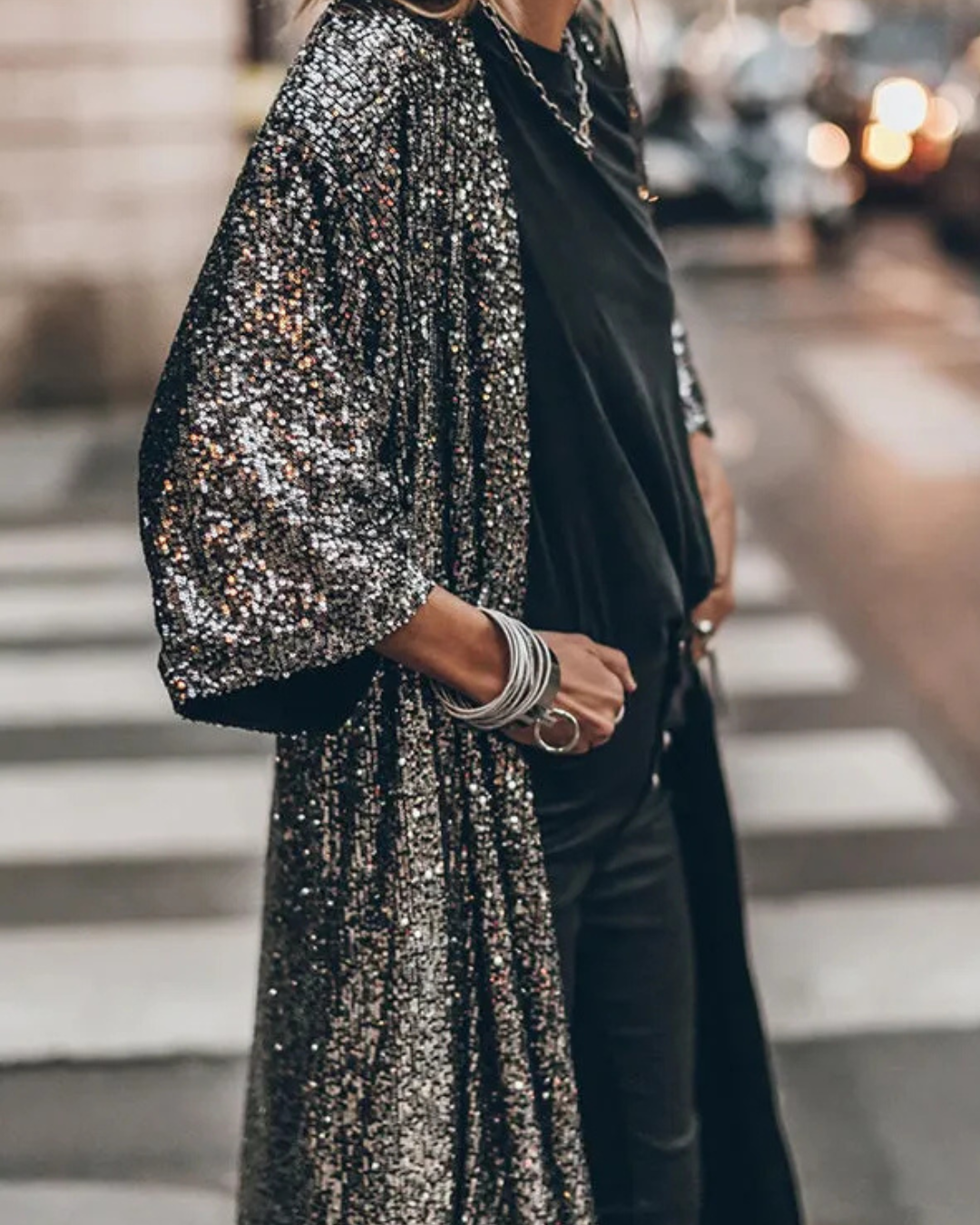 Women's Sequin Kimono Jacket – Sparkling Party Cape