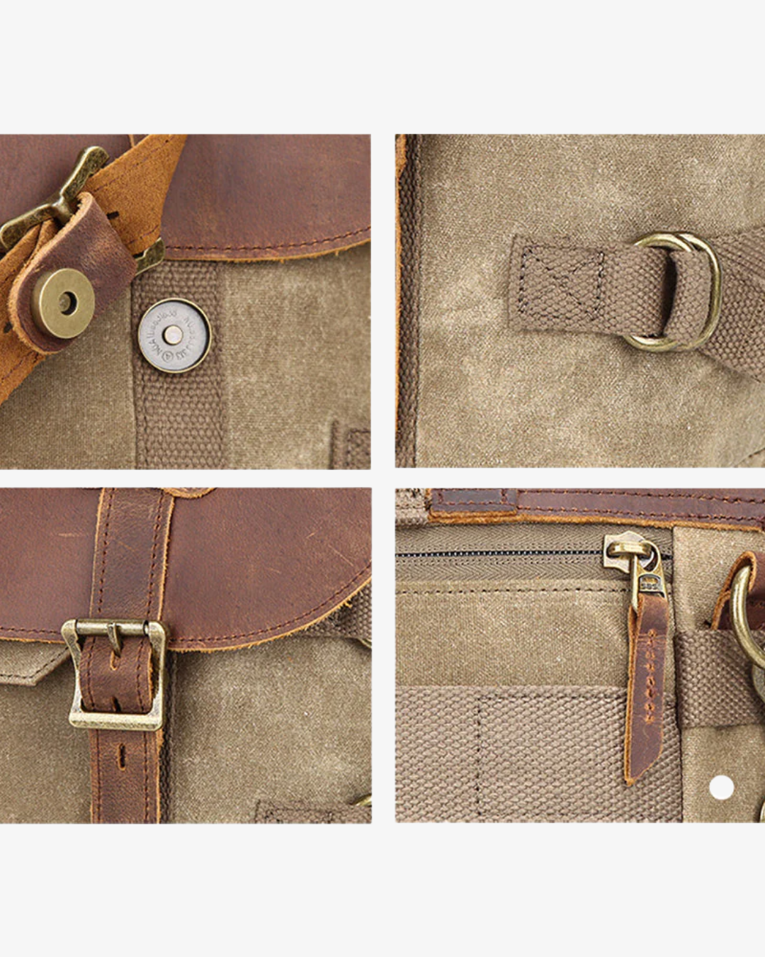 Men’s Vintage Camera Messenger Bag – Waxed Canvas Laptop Satchel 14'1"