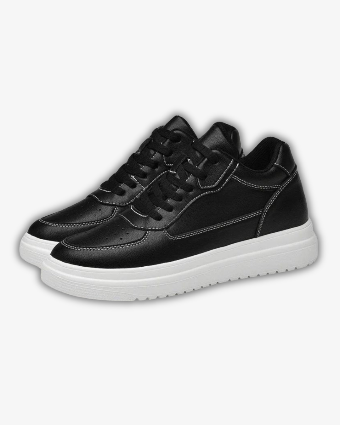 Prince Charming Black Casual Sneakers | +6-10cm Height Boost & Timeless Elegance