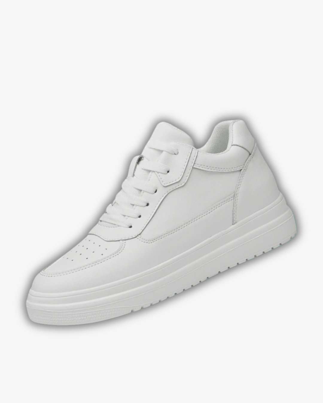 Prince Charming White Casual Sneakers | +6-10cm Height Boost & Effortless Elegance