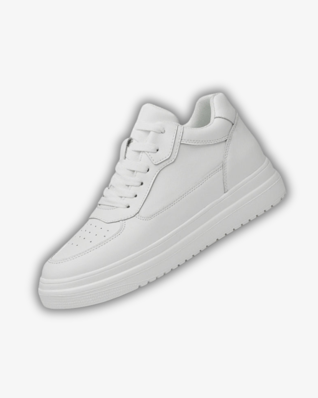 Prince Charming White Casual Sneakers | +6-10cm Height Boost & Effortless Elegance