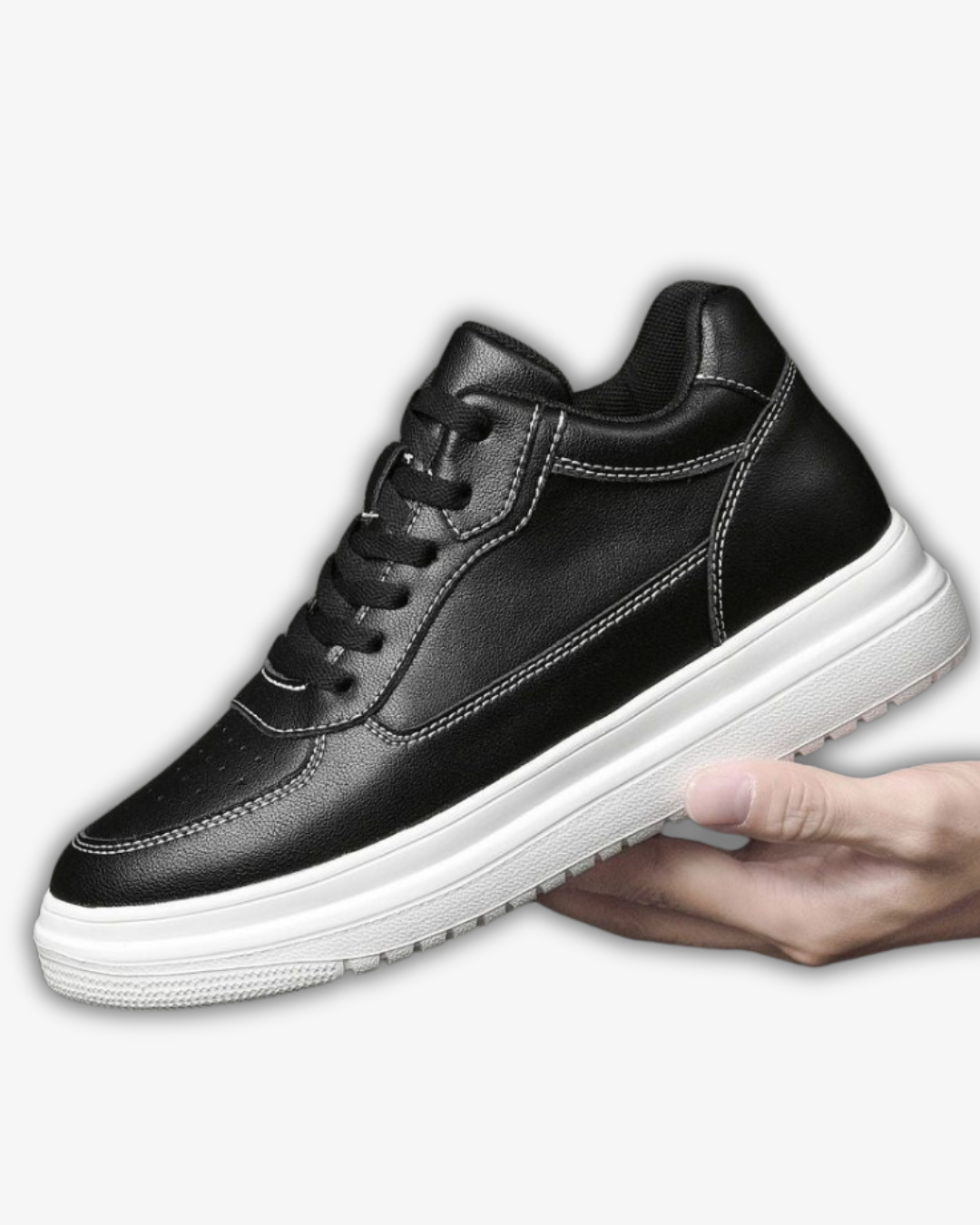 Prince Charming Black Casual Sneakers | +6-10cm Height Boost & Timeless Elegance