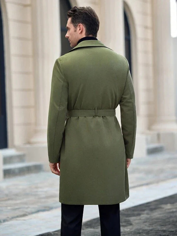 Versailles Olive Green Long Trench Coat – Timeless Elegance with Contemporary Appeal