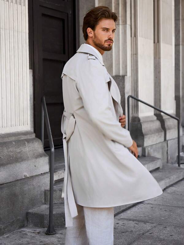 Versailles Beige Double-Breasted Trench Coat – Timeless Elegance with Modern Appeal