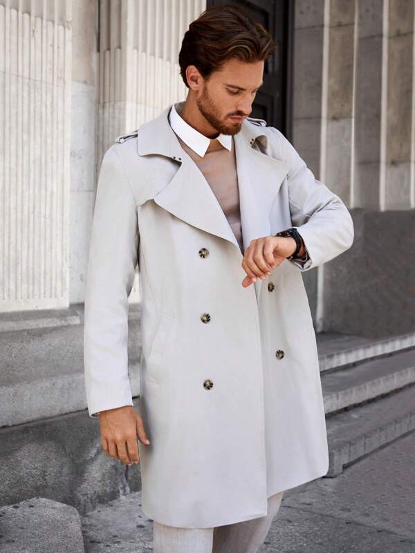 Versailles Beige Double-Breasted Trench Coat – Timeless Elegance with Modern Appeal