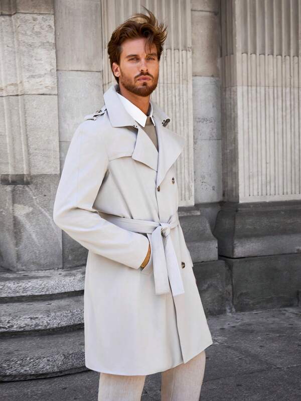 Versailles Beige Double-Breasted Trench Coat – Timeless Elegance with Modern Appeal
