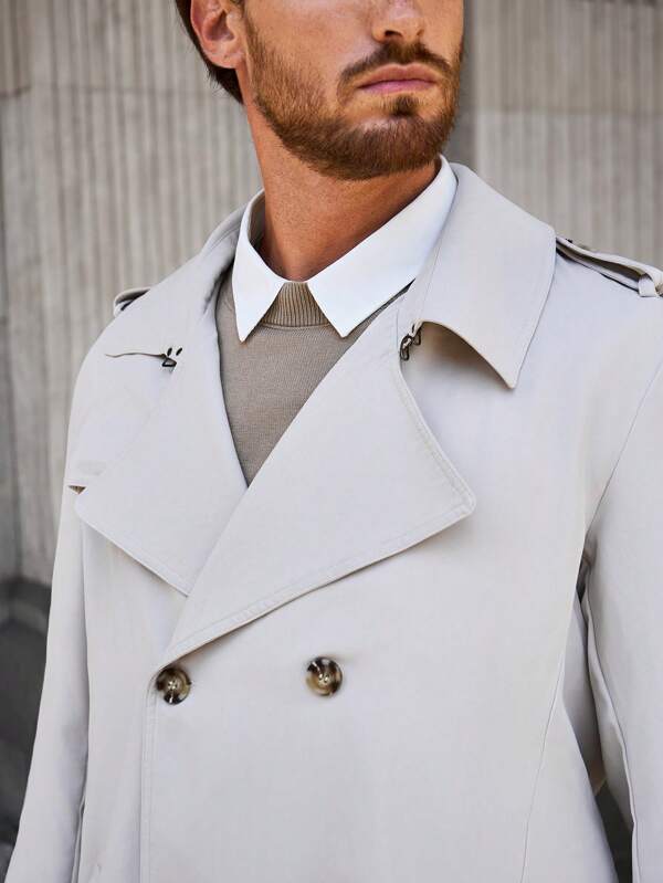 Versailles Beige Double-Breasted Trench Coat – Timeless Elegance with Modern Appeal
