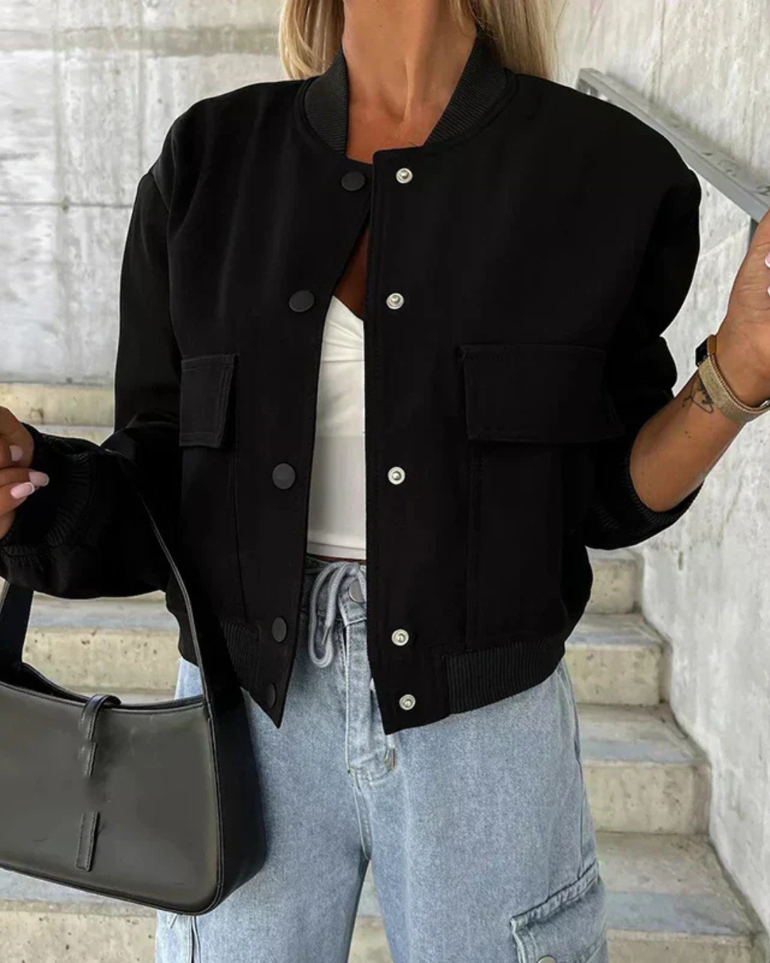 Anabelle | Women's Cropped Bomber Jacket Relaxed Fit