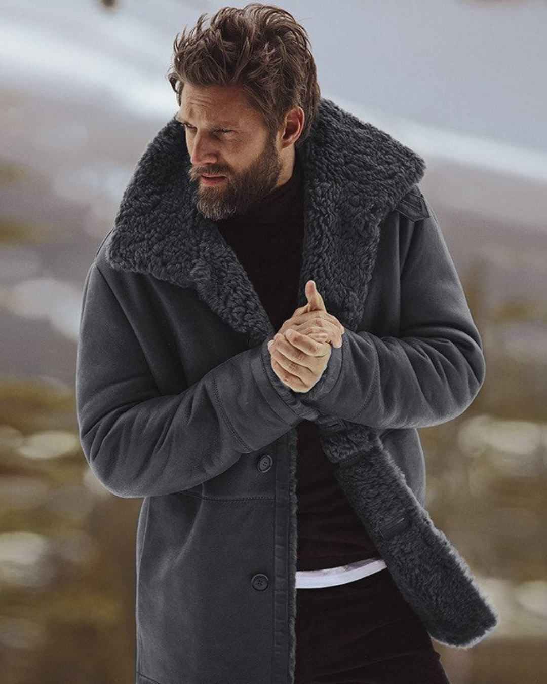 Renz | Men's Parka Jacket Relaxed Fit Faux Shearling Lined