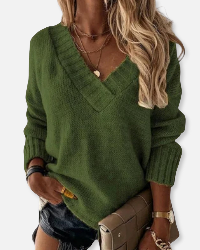 Vienna Cozy V-Neck Knit – Effortless Elegance for Every Day