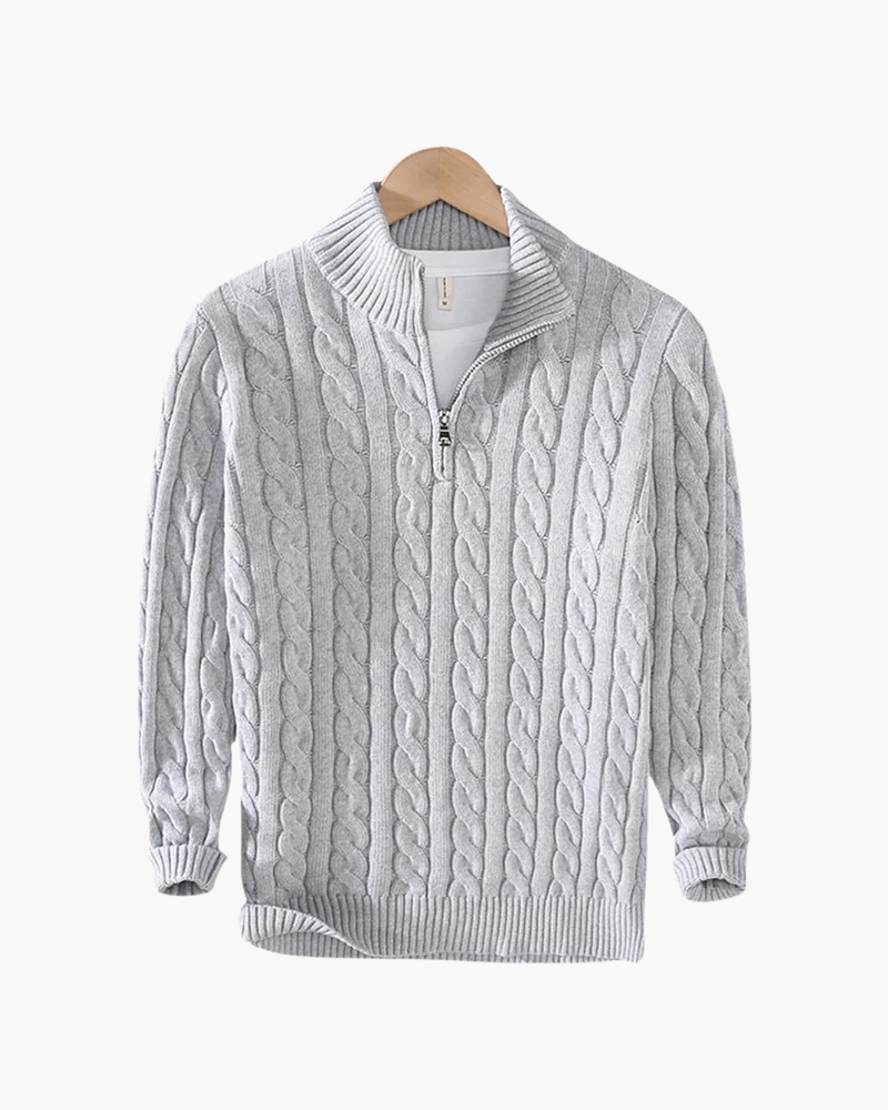 Savoy Half-Zip Cotton Sweater – Luxurious Comfort and Effortless Style