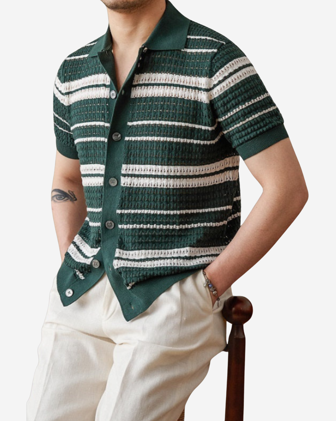 Benedict | Men's Striped Cardigan Polo Shirt