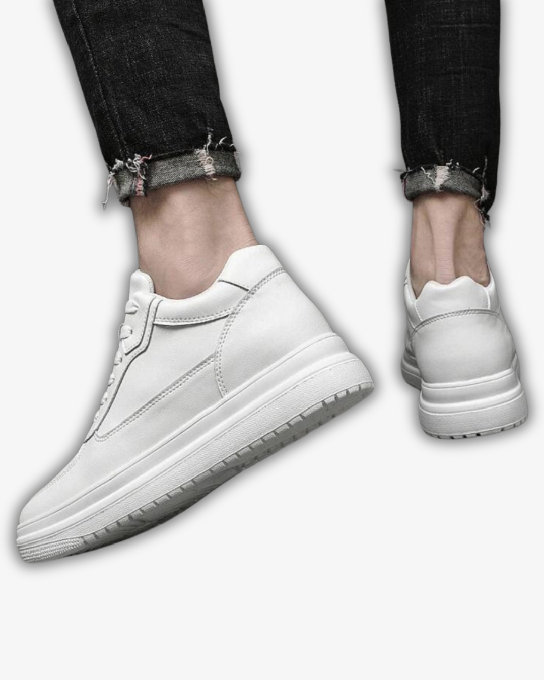 Prince Charming White Casual Sneakers | +6-10cm Height Boost & Effortless Elegance