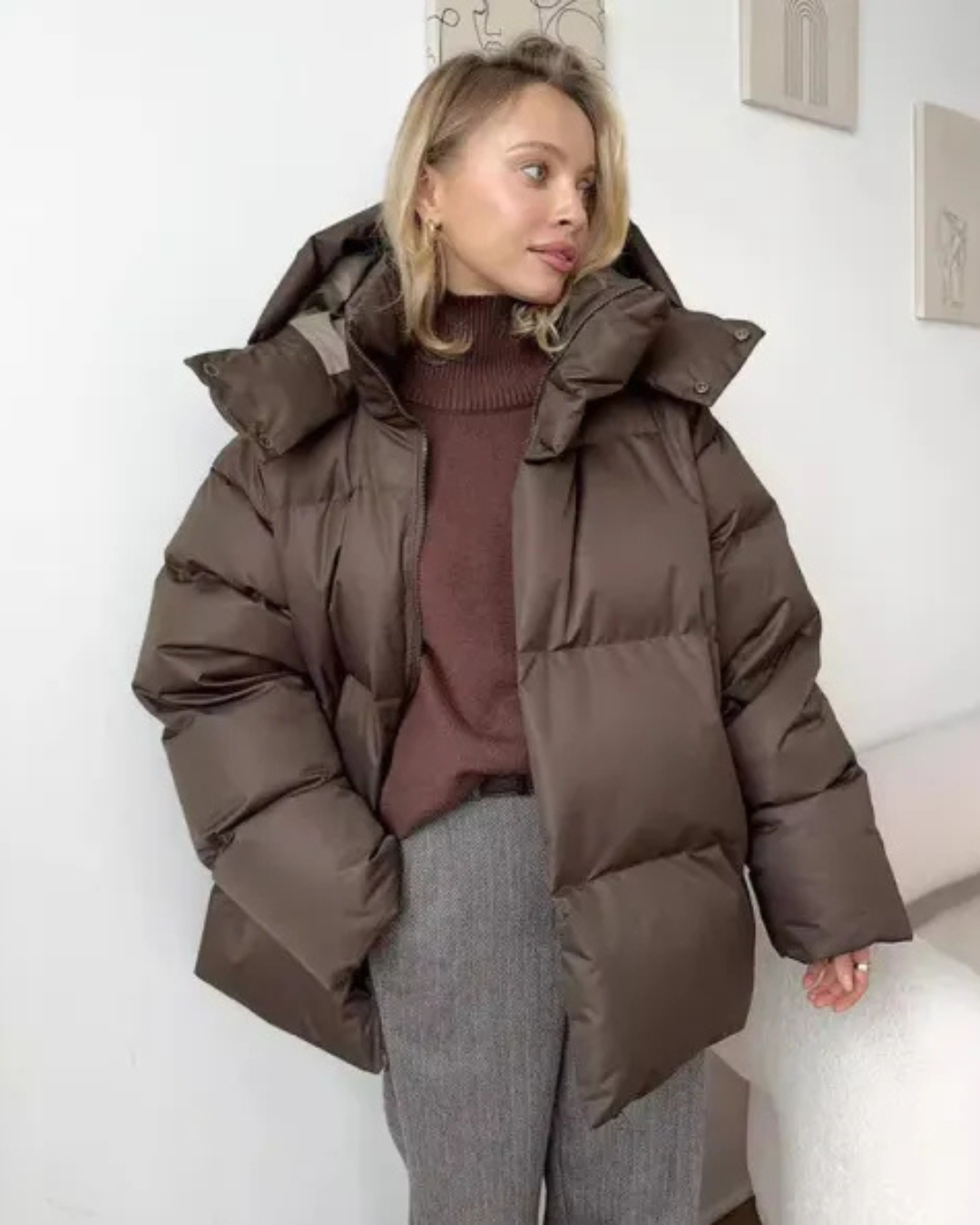 Jocelle | Women's Puffer Jacket Oversized Quilted Hooded Design