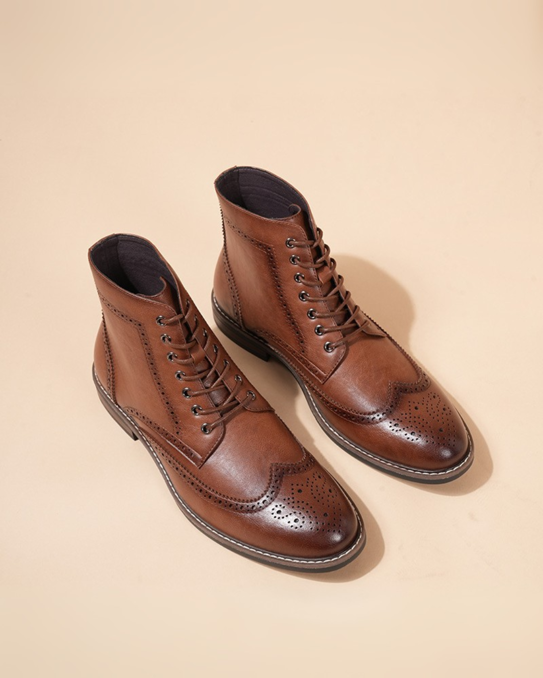 Arnold | Men's Leather Wingtip Winter Boots with Brogue Detailing