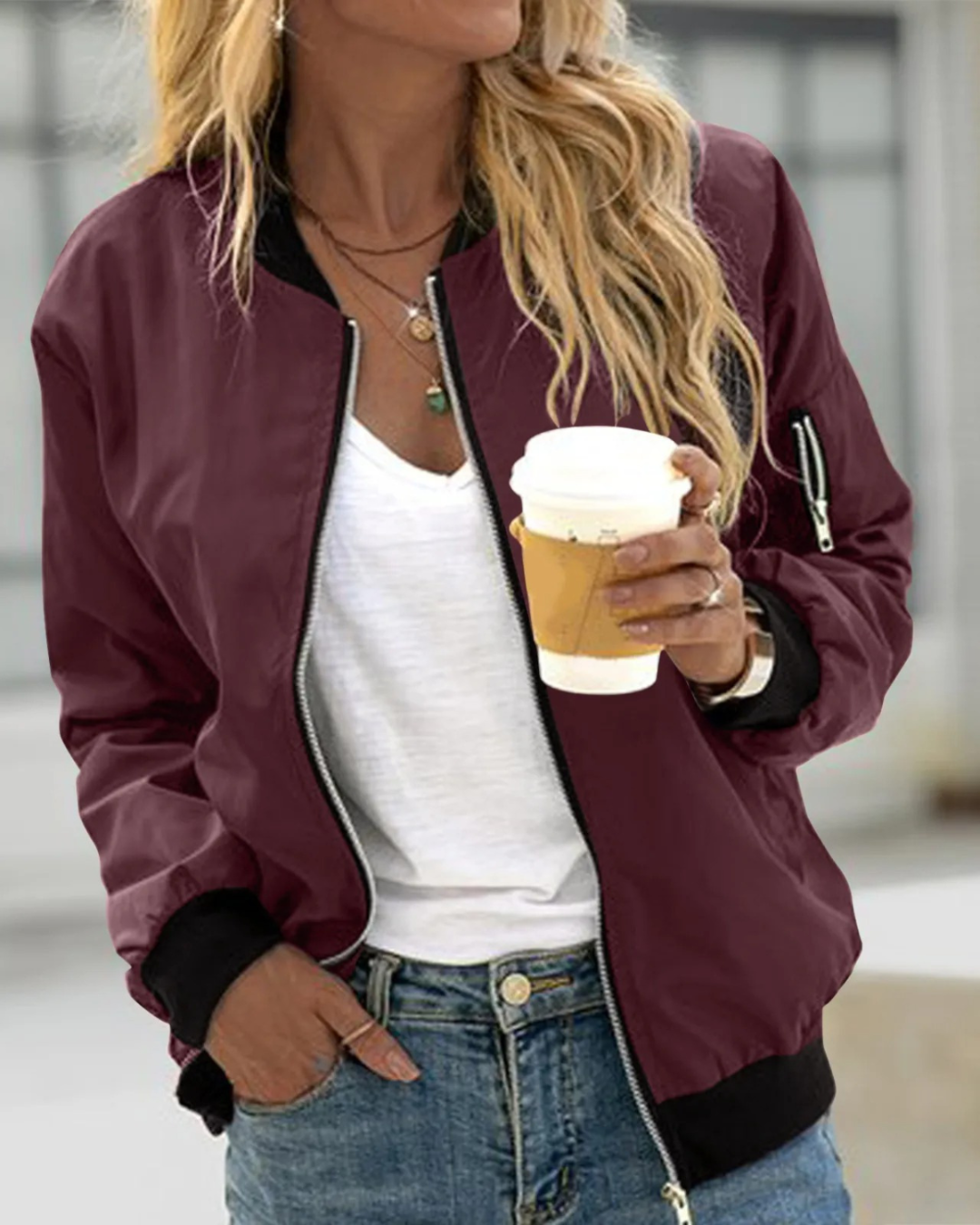 Mirasol | Women's Bomber Jacket Lightweight Zip-Up