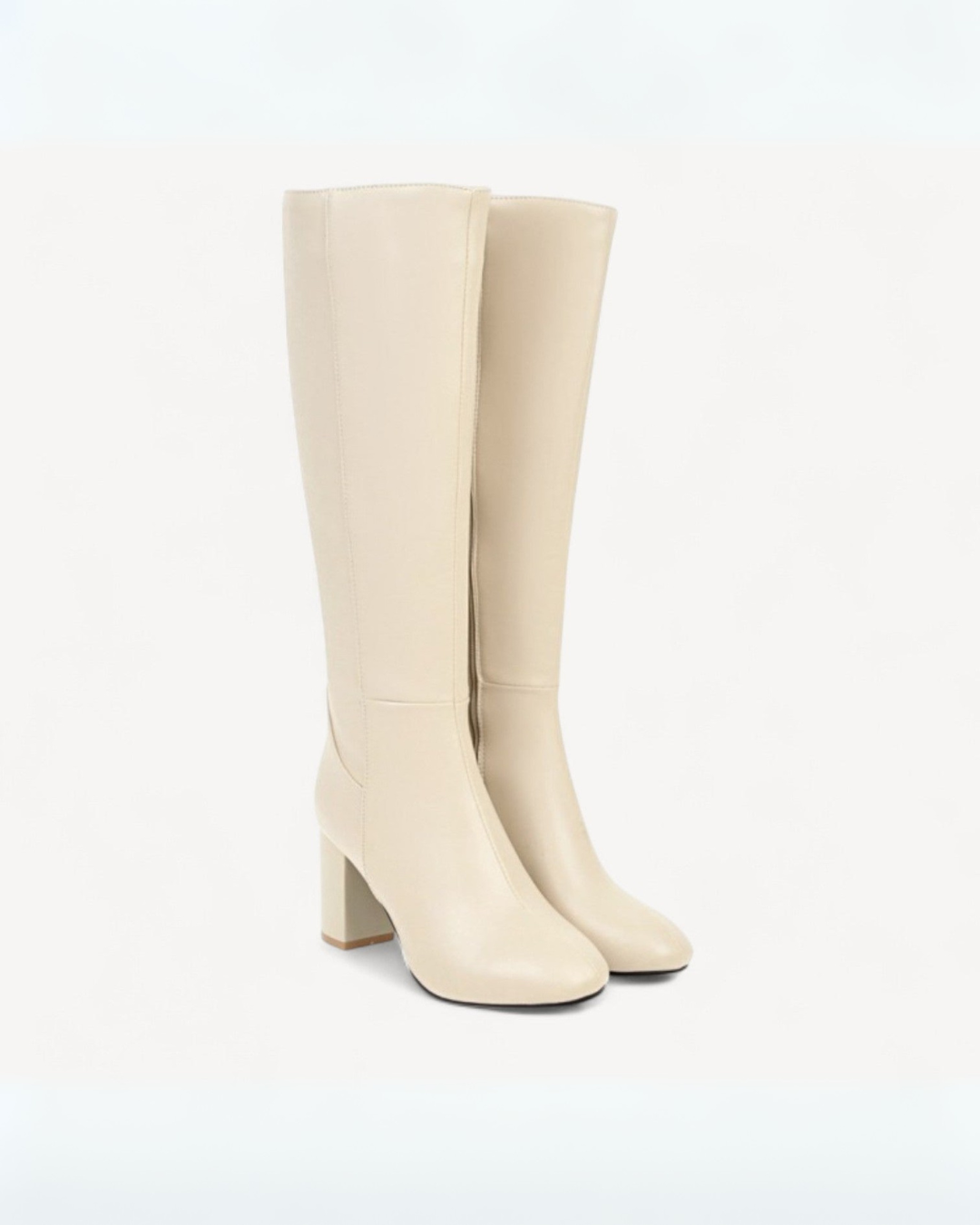 Monique | Women's Knee High Leather Winter Boots Side Zipper Block Heel