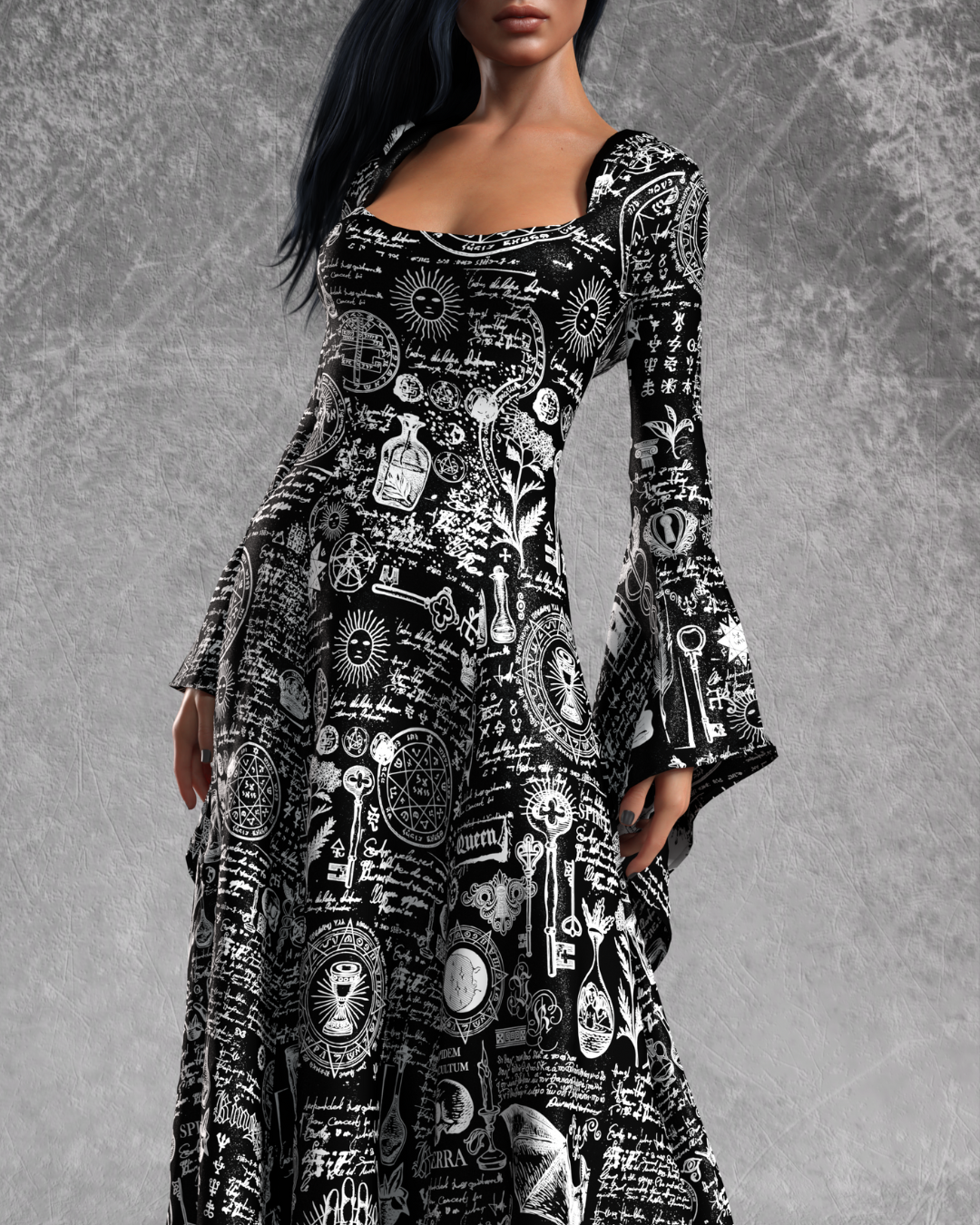 Evangeline | Women's Ocult Witcher Halloween Long Dress