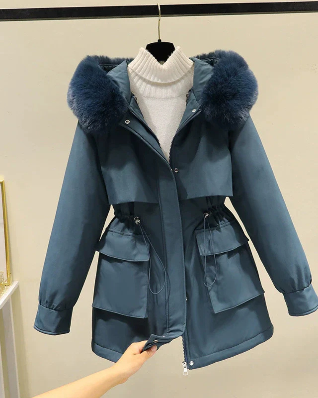 Cristine | Women's Parka Jacket Mid-Length with Faux Fur Hood