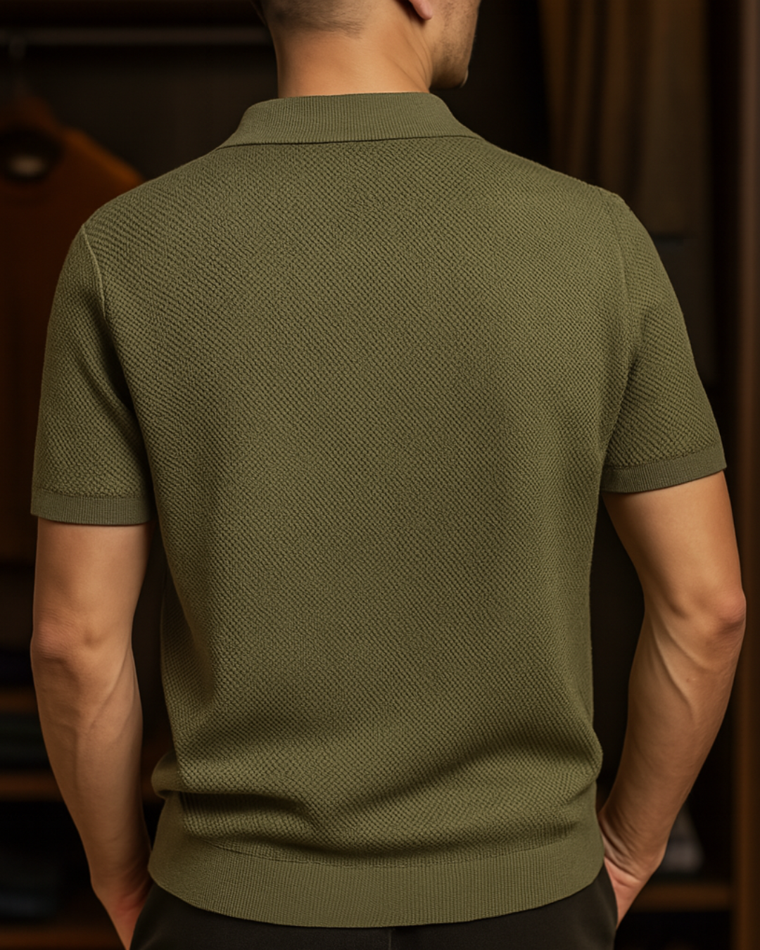 Wallace | Men's Ribbed Knit Polo Shirt Short Sleeve