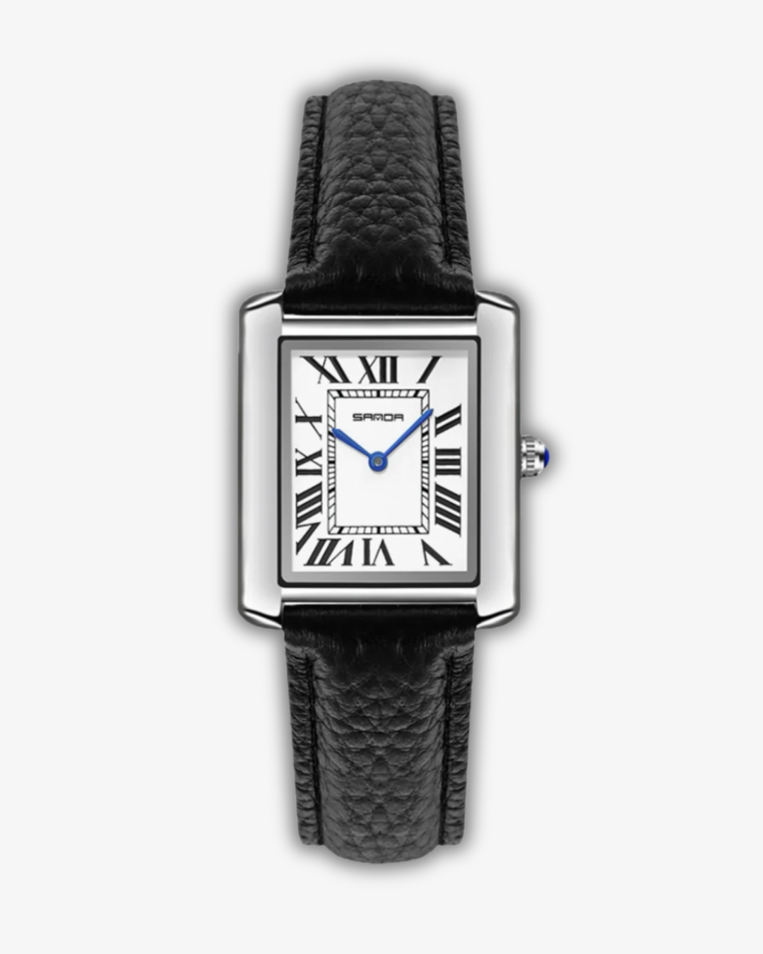 Waterproof Square Quartz Watch – Roman Dial & Leather Strap