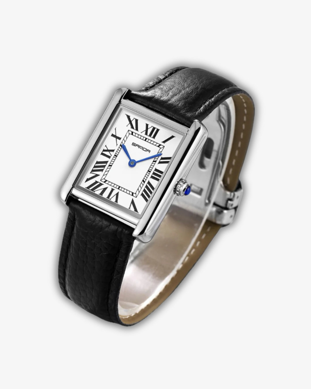 Waterproof Square Quartz Watch – Roman Dial & Leather Strap