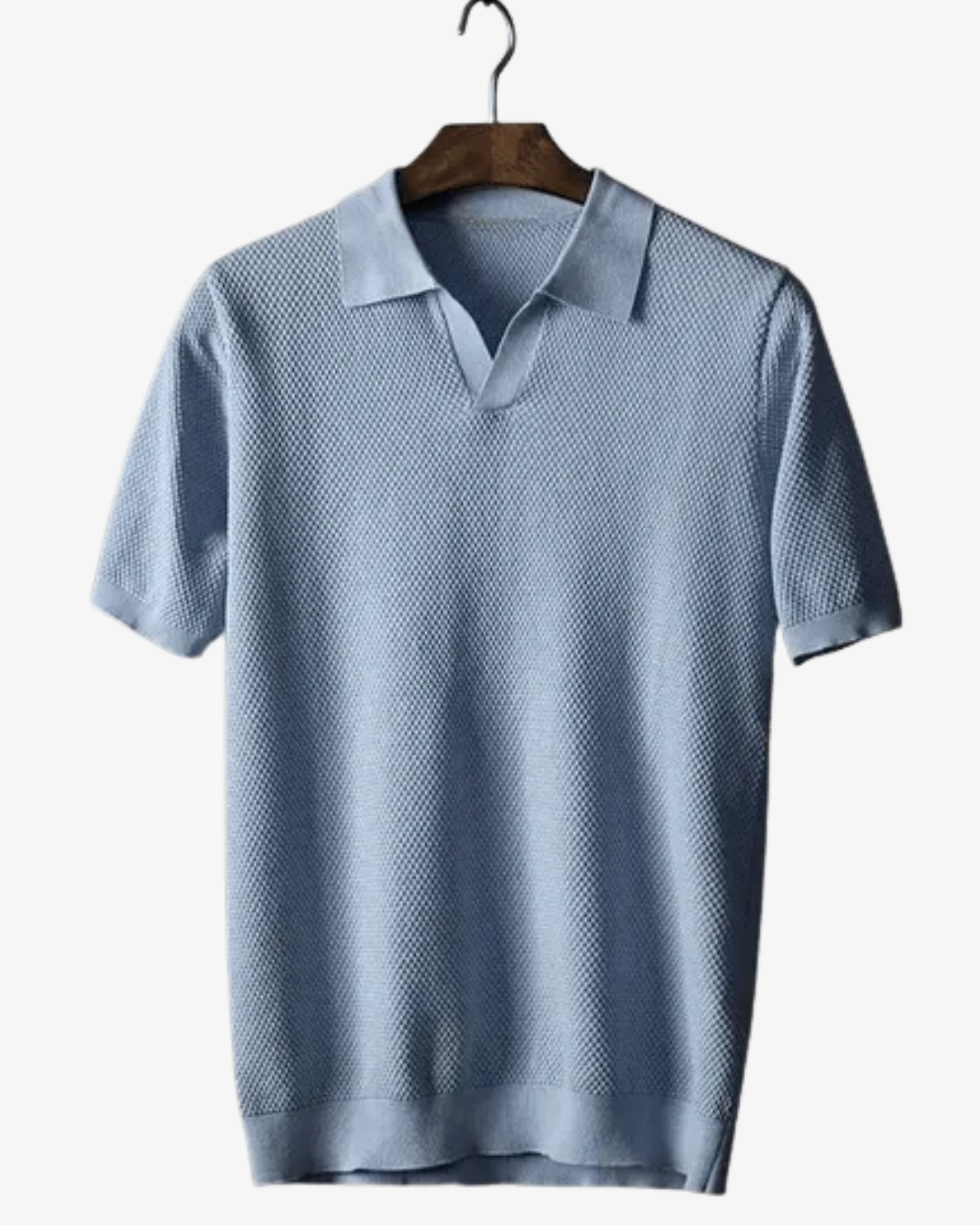 Wallace | Men's Ribbed Knit Polo Shirt Short Sleeve