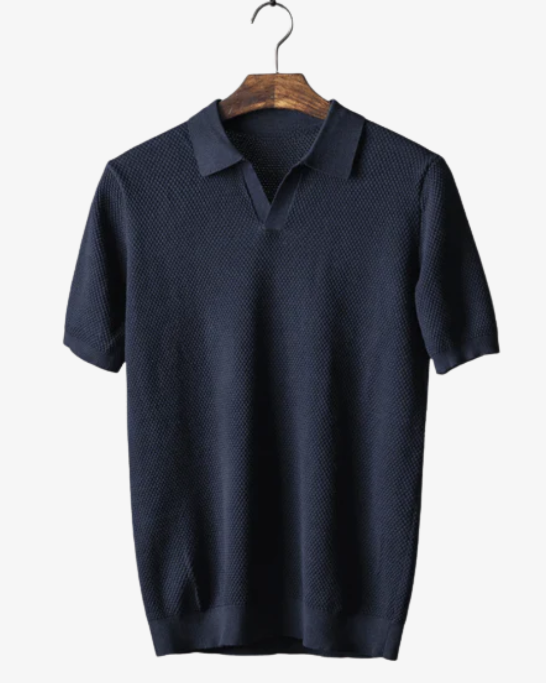 Wallace | Men's Ribbed Knit Polo Shirt Short Sleeve