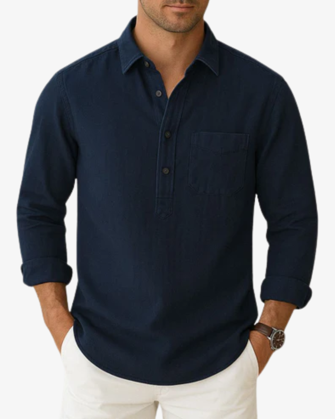 Hector | Men’s Grandad Collar Summer Linen Shirt