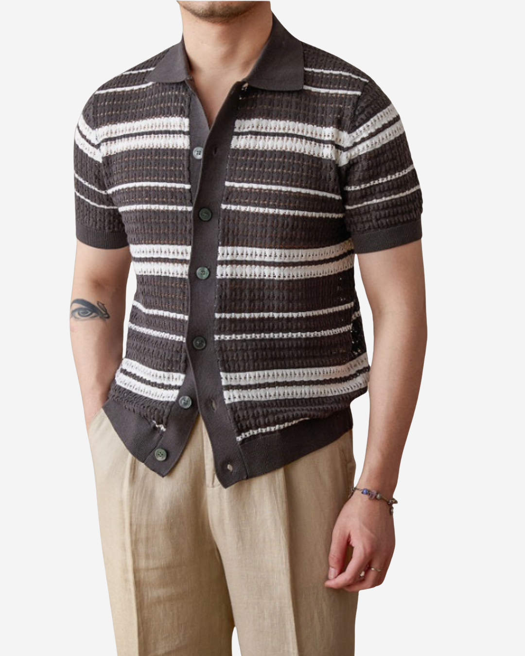 Benedict | Men's Striped Cardigan Polo Shirt