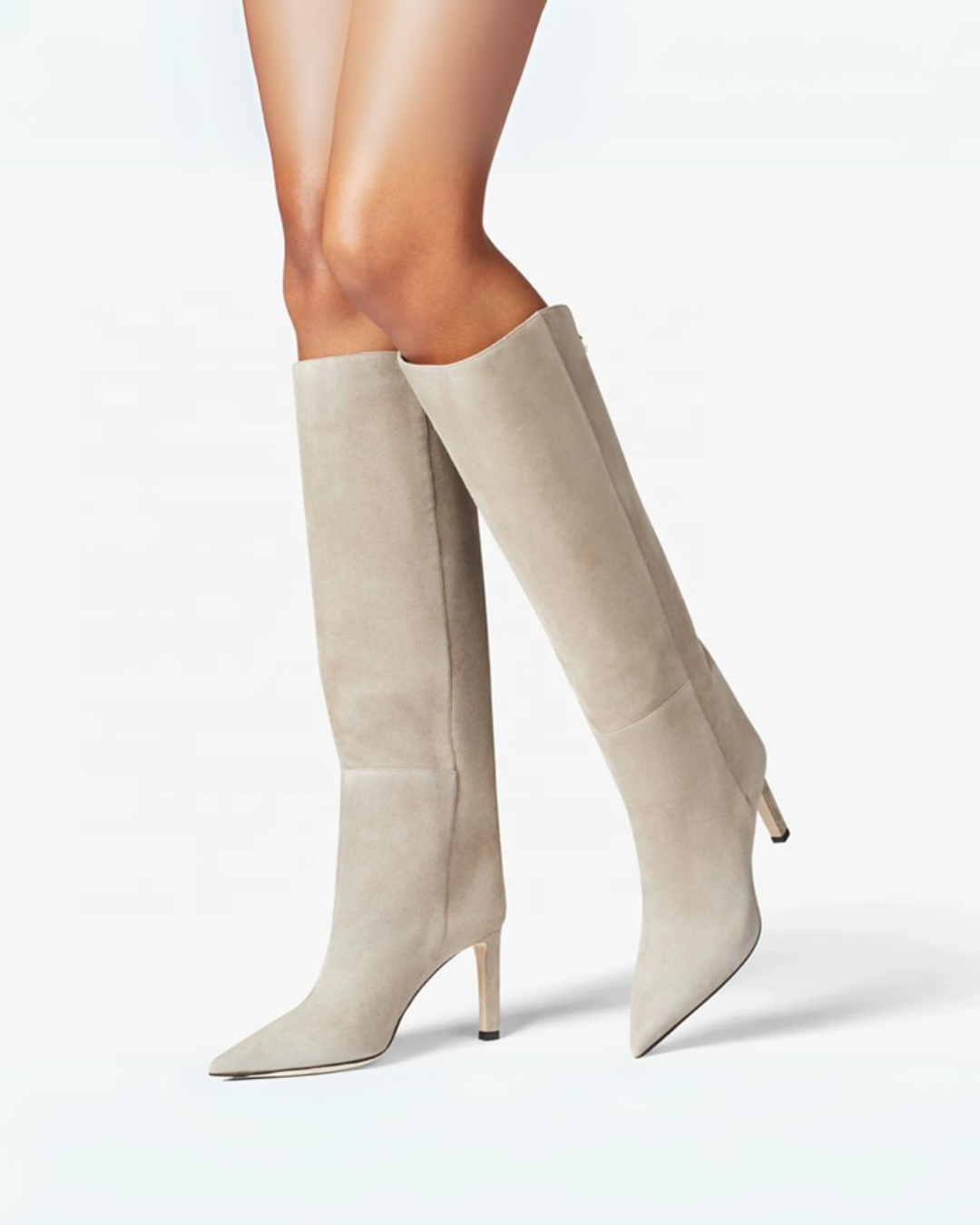 Selena | Women's Knee High Winter Boots Suede &amp; Leather Pointed Toe Stiletto