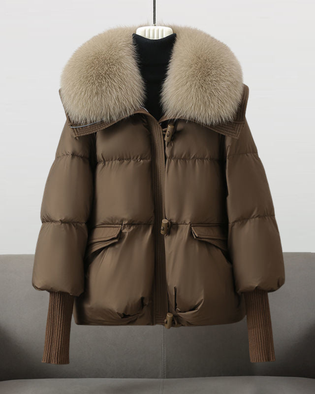 Natalie | Women's Oversized Quilted Puffer Jacket with Faux Fur Collar