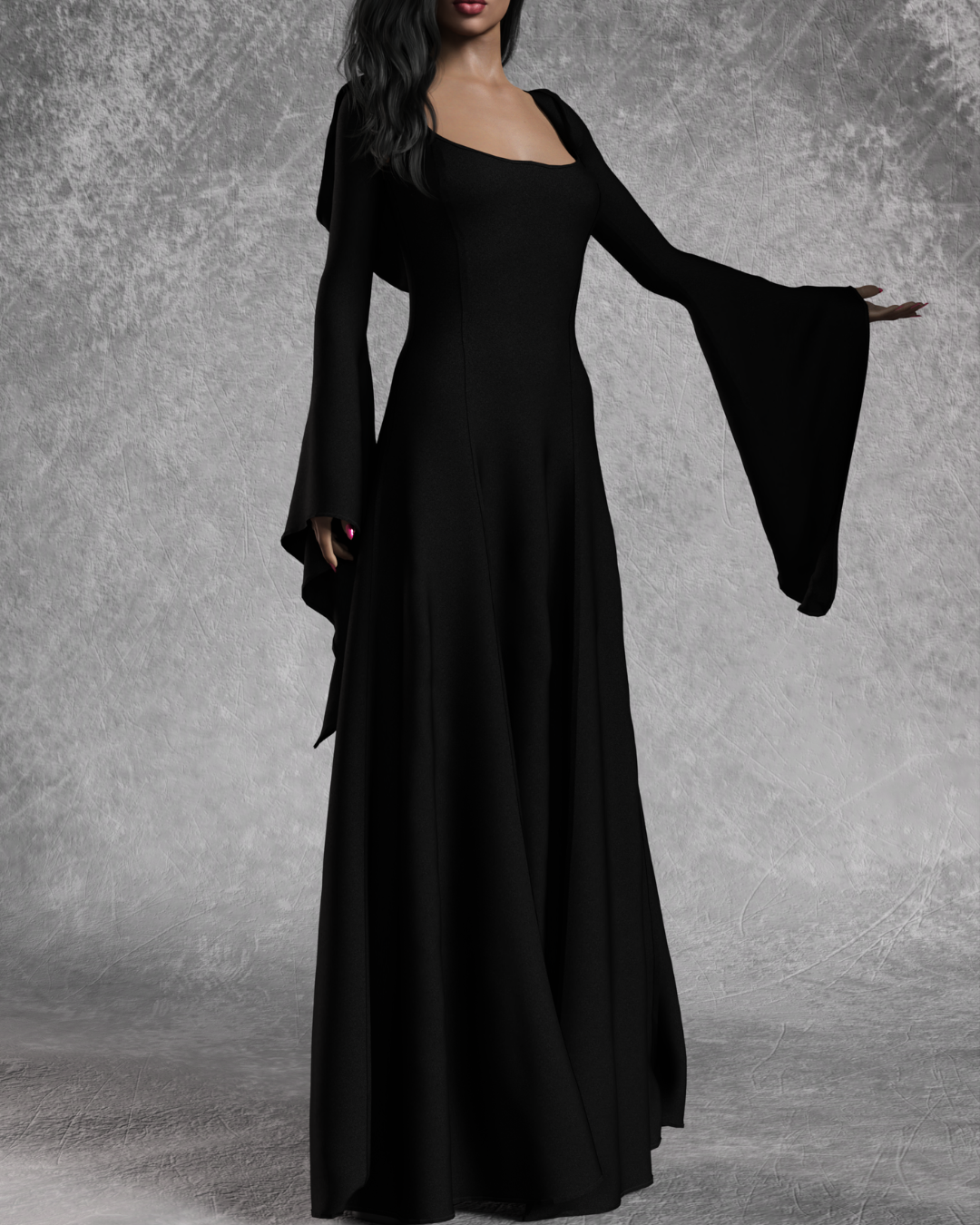 Isadhora | Women's Just Black Witcher Halloween Long Dress