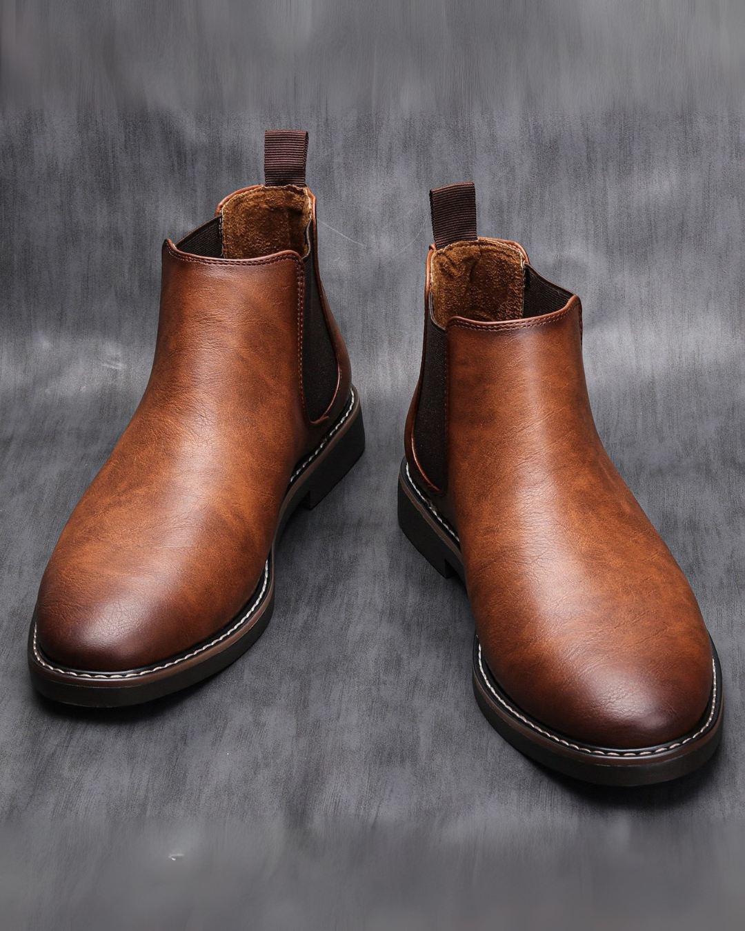 Louie | Men's Leather Chelsea Winter Boots Slip-On Elastic Panels