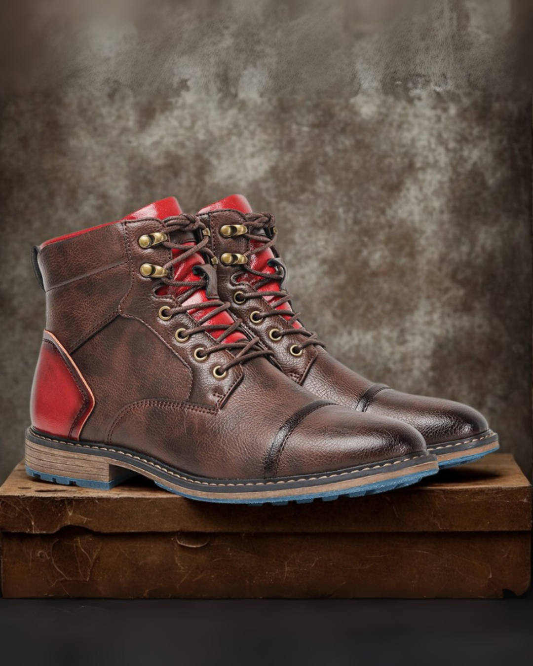 Rodulf | Men's Leather Winter Boots Short High Top Cap Toe