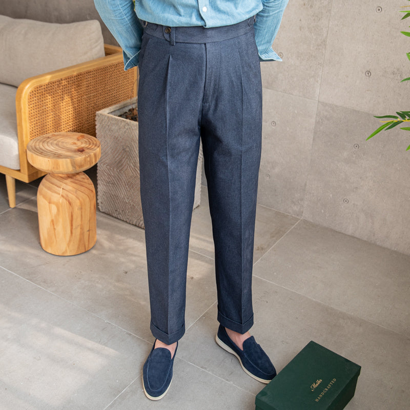 The Bordeaux Cotton-Blend High-Waisted Trousers – Effortless Elegance & Ultimate Comfort