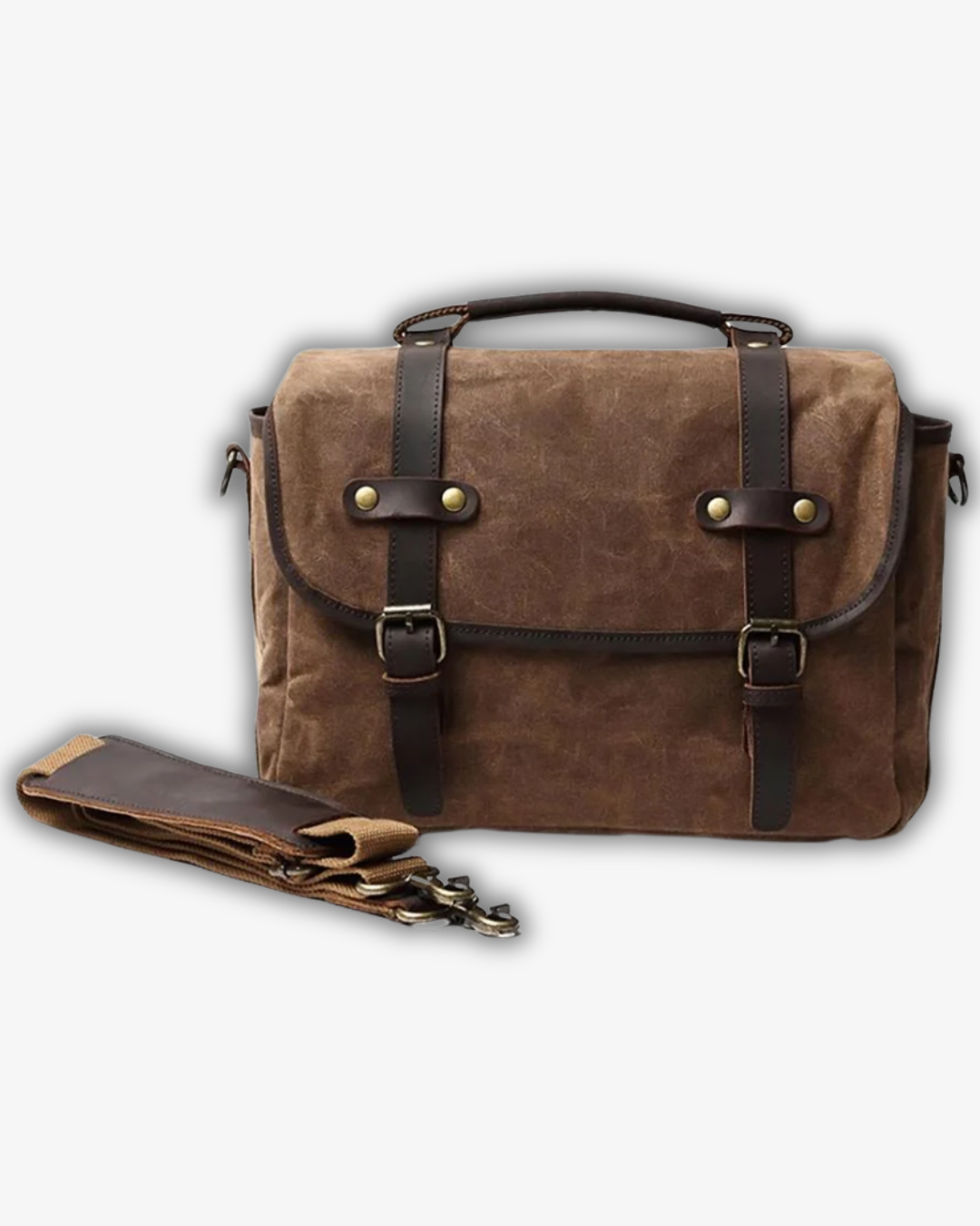 Vintage Laptop & Camera Messenger Bag – Waterproof Leather & Canvas, DSLR Ready