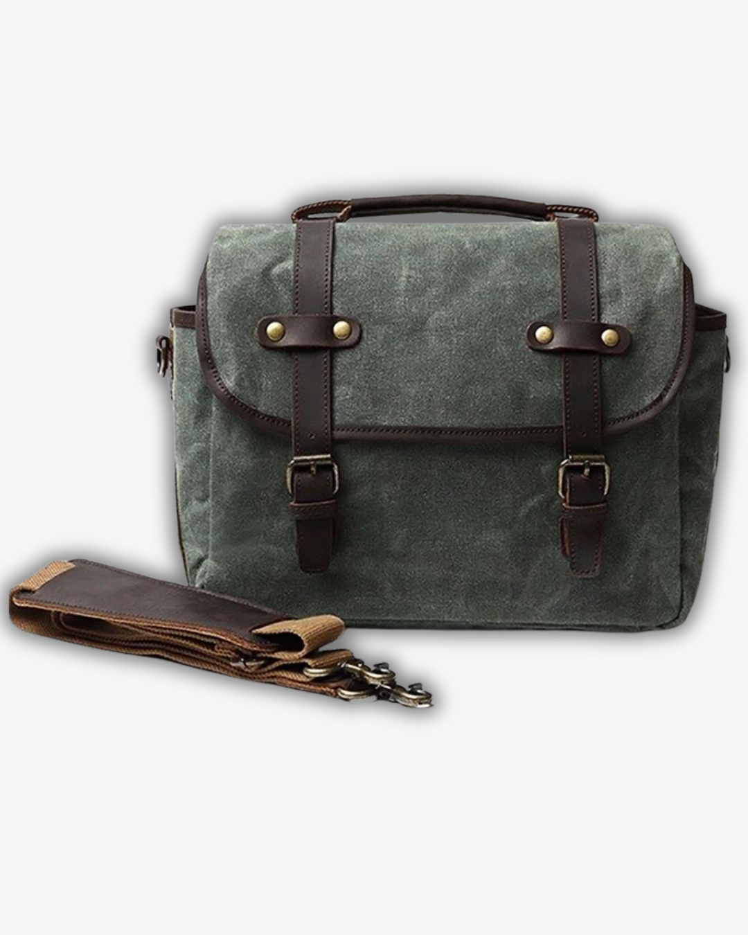 Vintage Laptop & Camera Messenger Bag – Waterproof Leather & Canvas, DSLR Ready