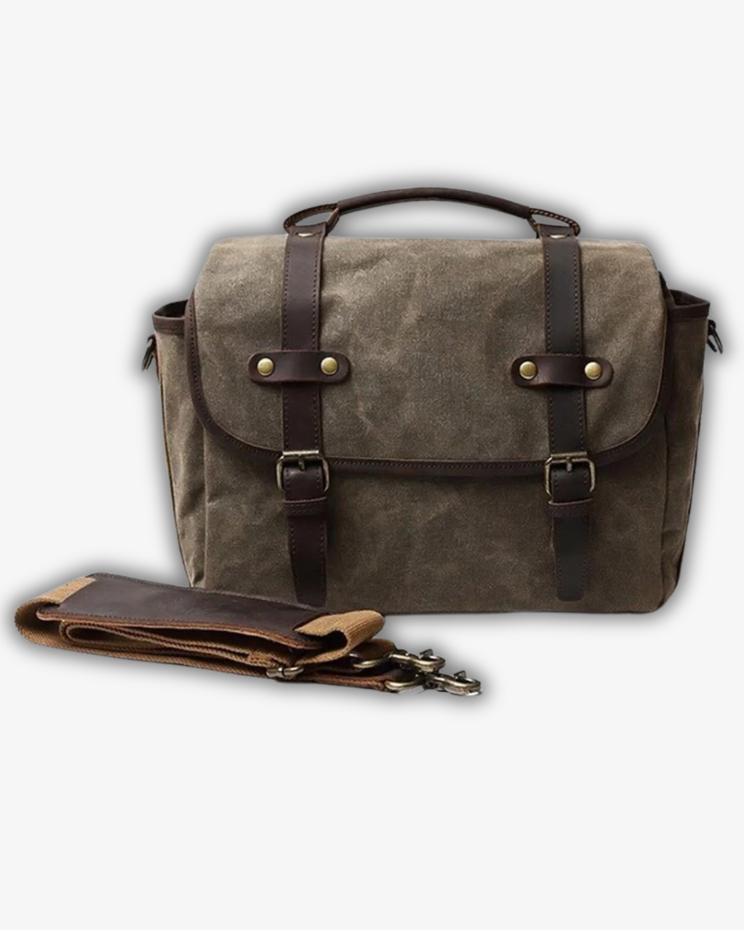 Vintage Laptop & Camera Messenger Bag – Waterproof Leather & Canvas, DSLR Ready